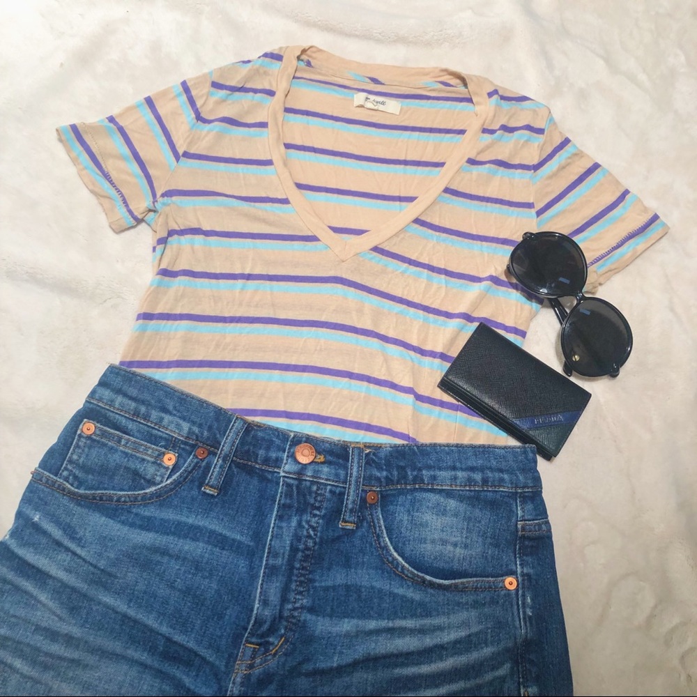 MADEWELL - SUPER SOFT striped v-neck tee